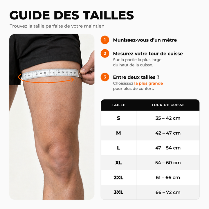 Guide des tailles maintien genoux